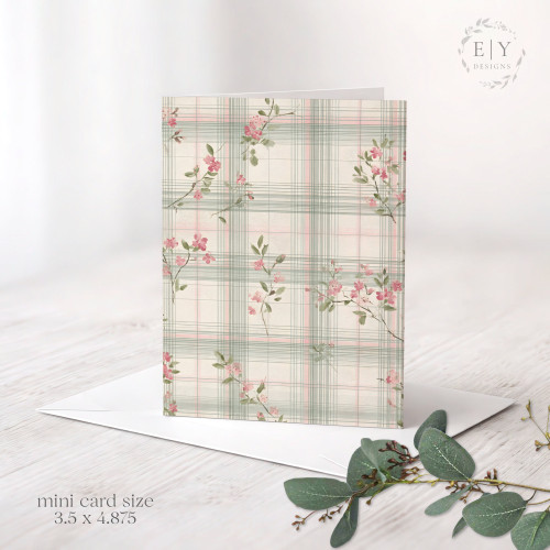 Plaid and Floral Mini Note Card