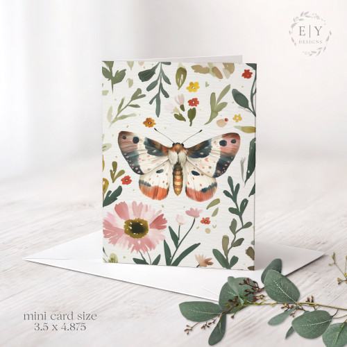 Floral Butterflies Mini Note Card
