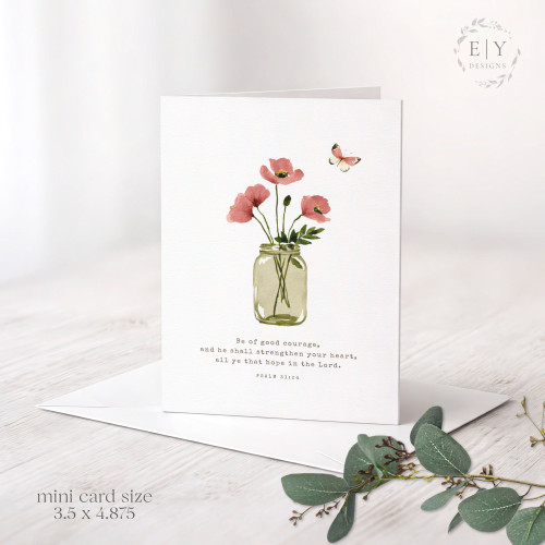 Butterfly and Poppies Mini Note Card