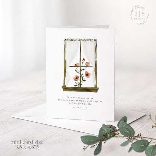 Window and Poppies Mini Note Card