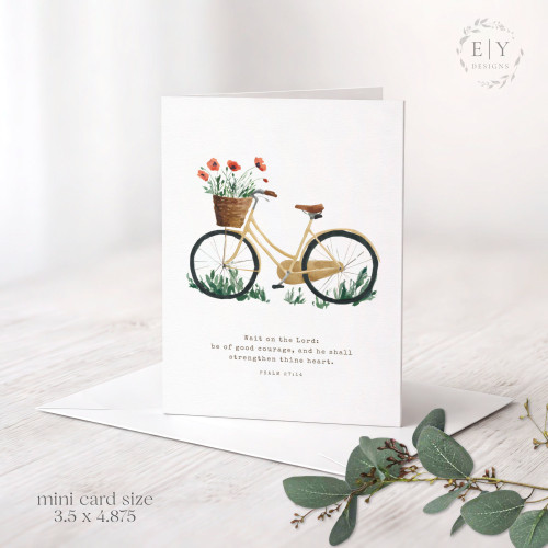 Bicycle and Poppies Mini Note Card