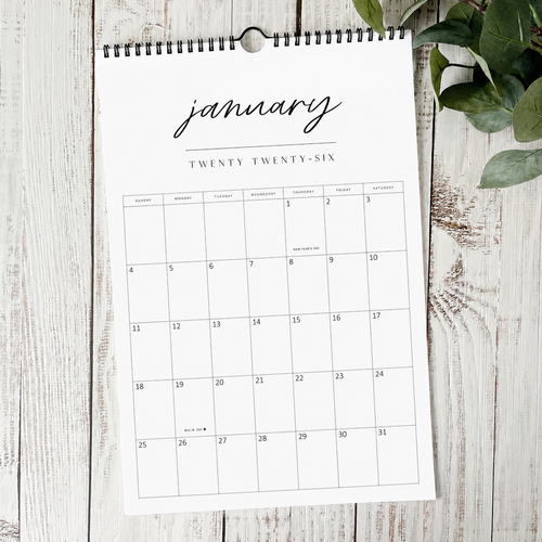 Minimal Script 11x17 Birthday and Event Calendar