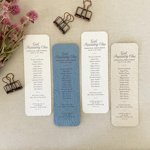 Embossed Floral Girls' Prep Class Bookmark