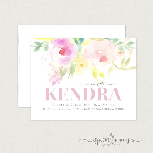 Soft Watercolor Florals Bridal Shower Invitation 