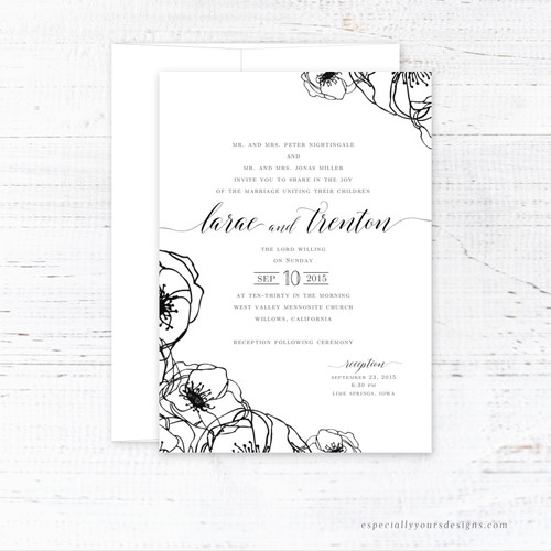 black and white wedding invitation