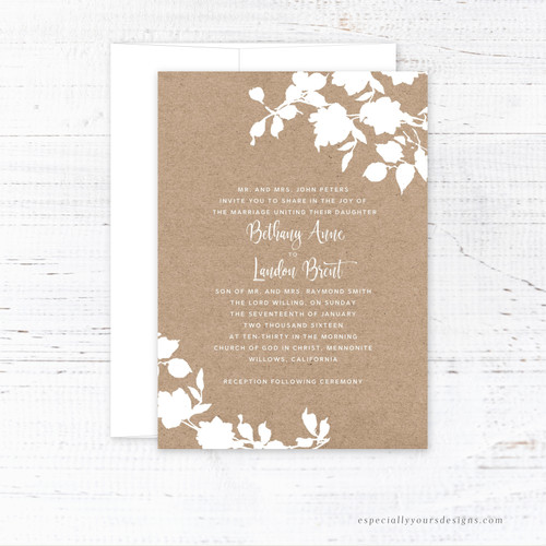Rustic Kraft Floral Wedding Invitation Especially Yours Designs