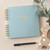 Aqua Blue with Gold Foil Wire Bound Baby Book | Plain Font