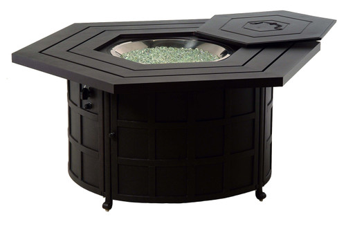 Sherwood Hex. Gas Fire Pit with Burner and Clear Fire Glass