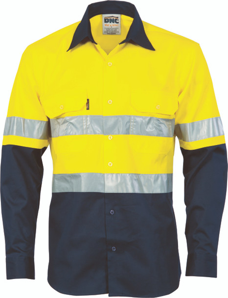 HiVis Cool-Breeze Vertical Vented Cotton Shirt with Generic R/Tape - Long sleeve