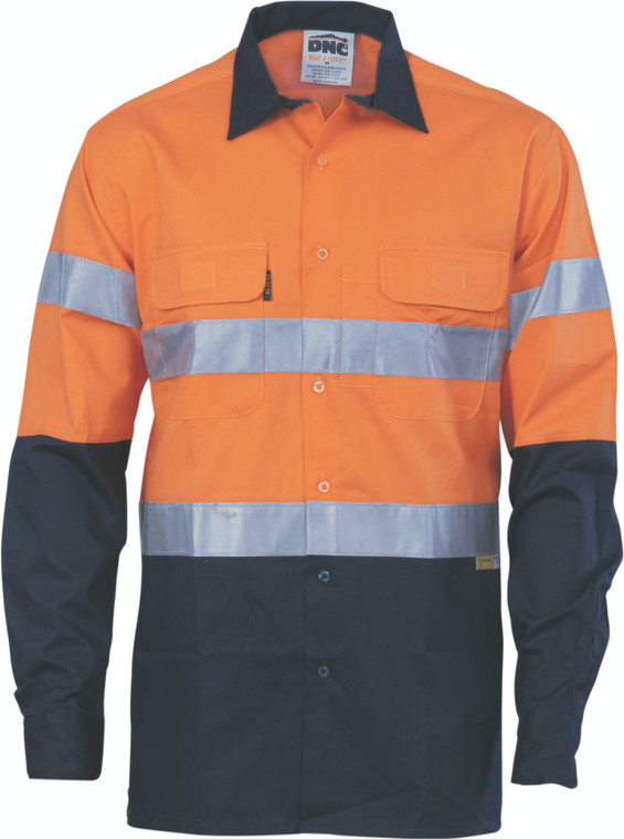 HiVis Cool-Breeze Cotton Shirt with 3M 8906 R/Tape - Long sleeve