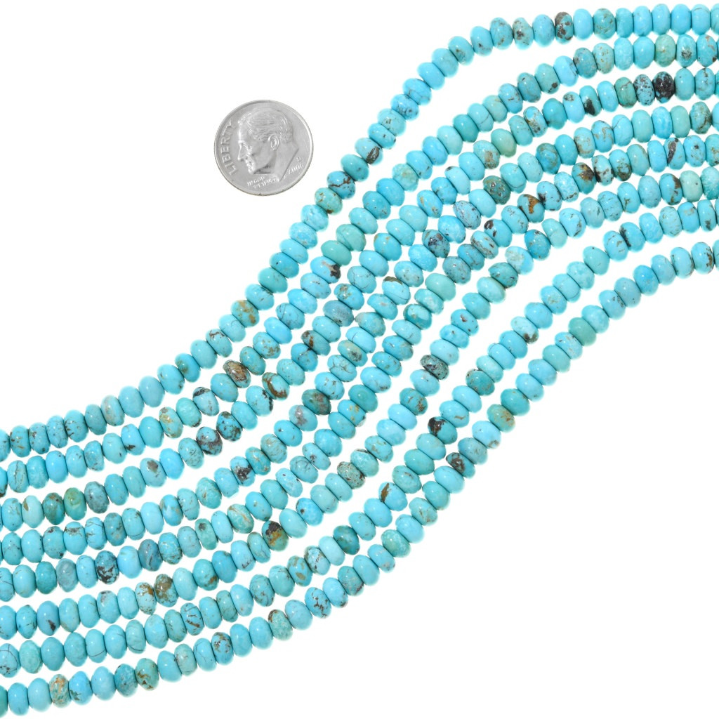 JOE FOREMAN Turquoise Beads for Jewelry Making Gemstone Semi Precious 3x6mm  Rondelle Blue 15