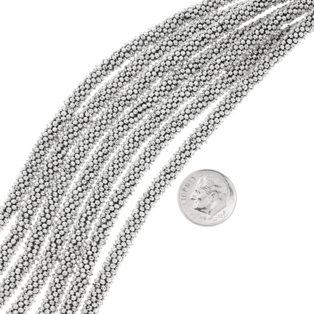 Silver Spacer Beads Flat Studded Bali Bead 5mm wide 8 Strand 7056