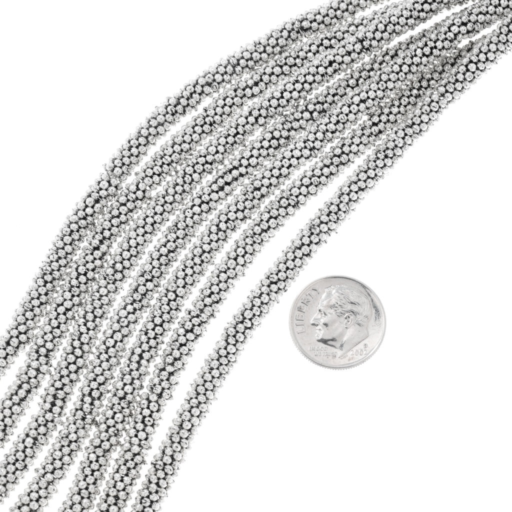 Silver Spacer Beads Flat Studded Bali Bead 5mm wide 8 Strand 37624