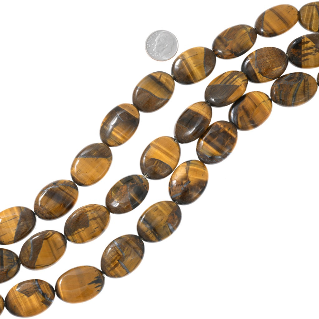 Large Tiger's Eye Beads Oval 25mm x 18mm A Grade 0327