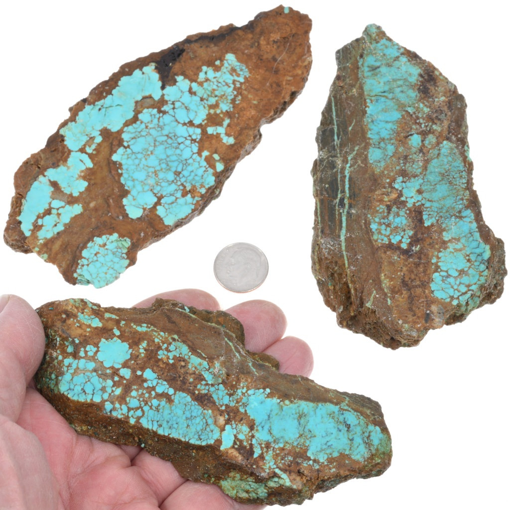 Number 8 Turquoise Slices for Cabbing 3 Piece Set 366g 45096