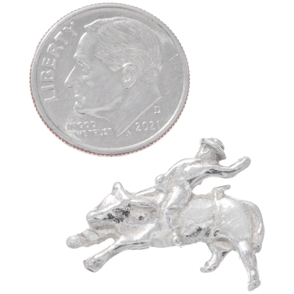 Bull Rider Sterling Silver Rodeo Jewelry Part Casting 3/4
