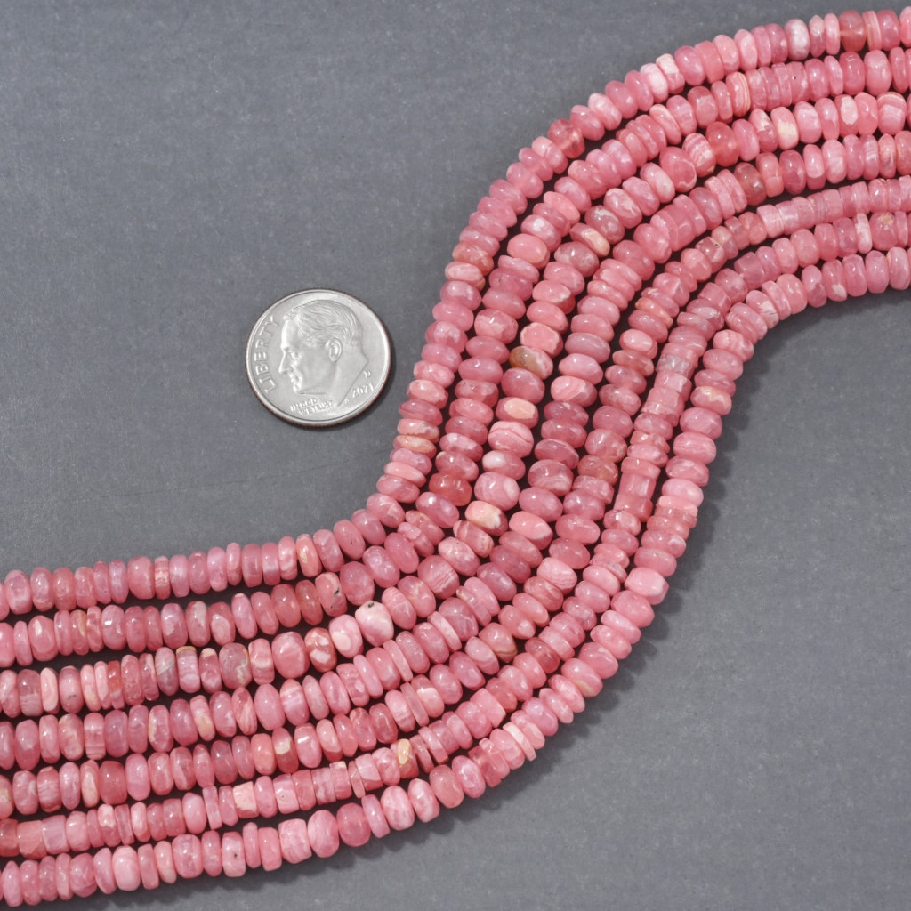Gem Grade Rhodochrosite Beads 5-6mm Rondelle 45174