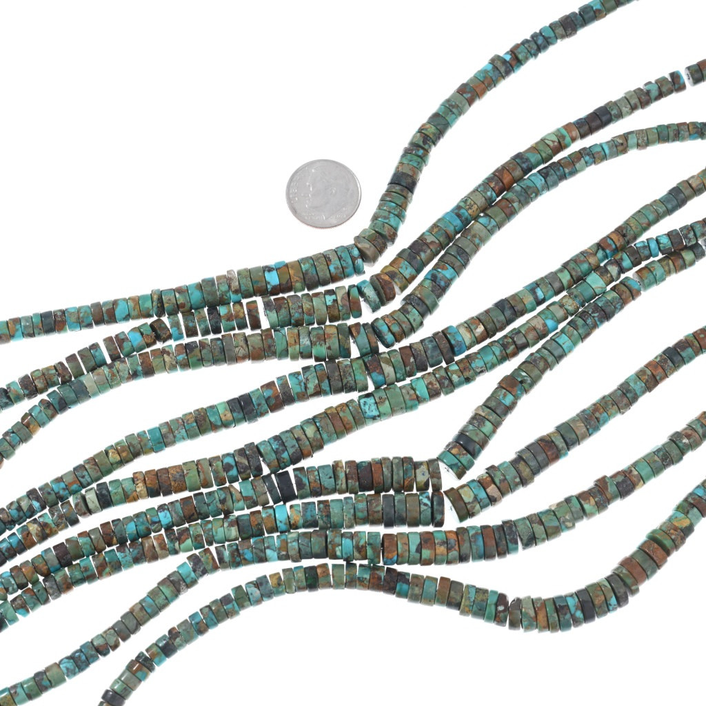 Color Mix Turquoise Heishi Graduated Bead Strand 8mm to 4mm 45274