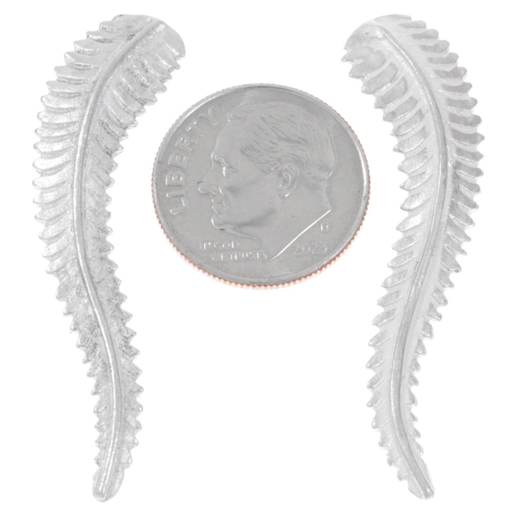 Long Sterling Silver Leaf Jewelry Parts Left Right Pair 1-5/8