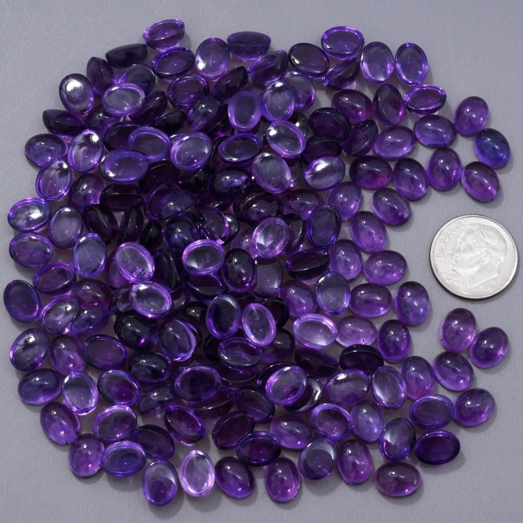 7mm x 9mm AAA Grade Amethyst Oval Cabochons Natural Purple Gemstones ...