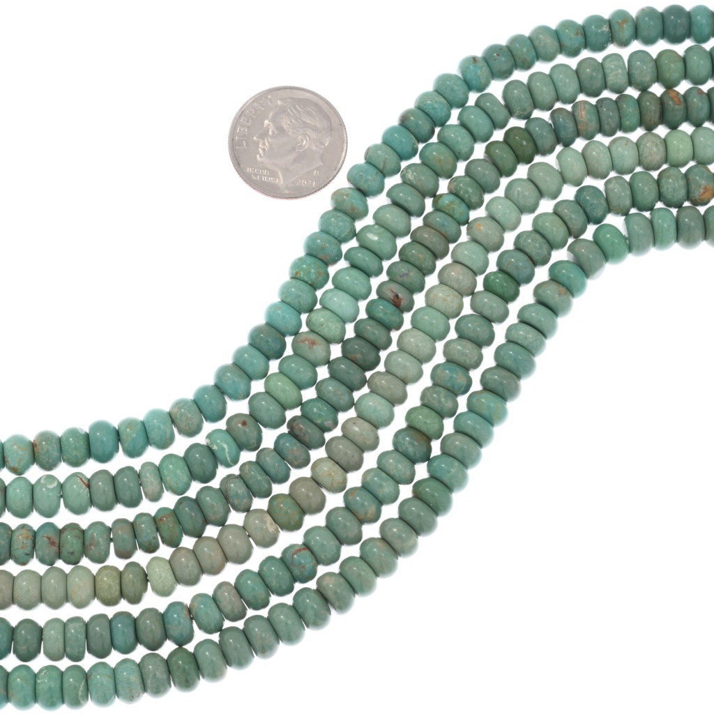 4mm x 6mm Plump Genuine Turquoise Rondelle Beads 16 Inch Strand 5263
