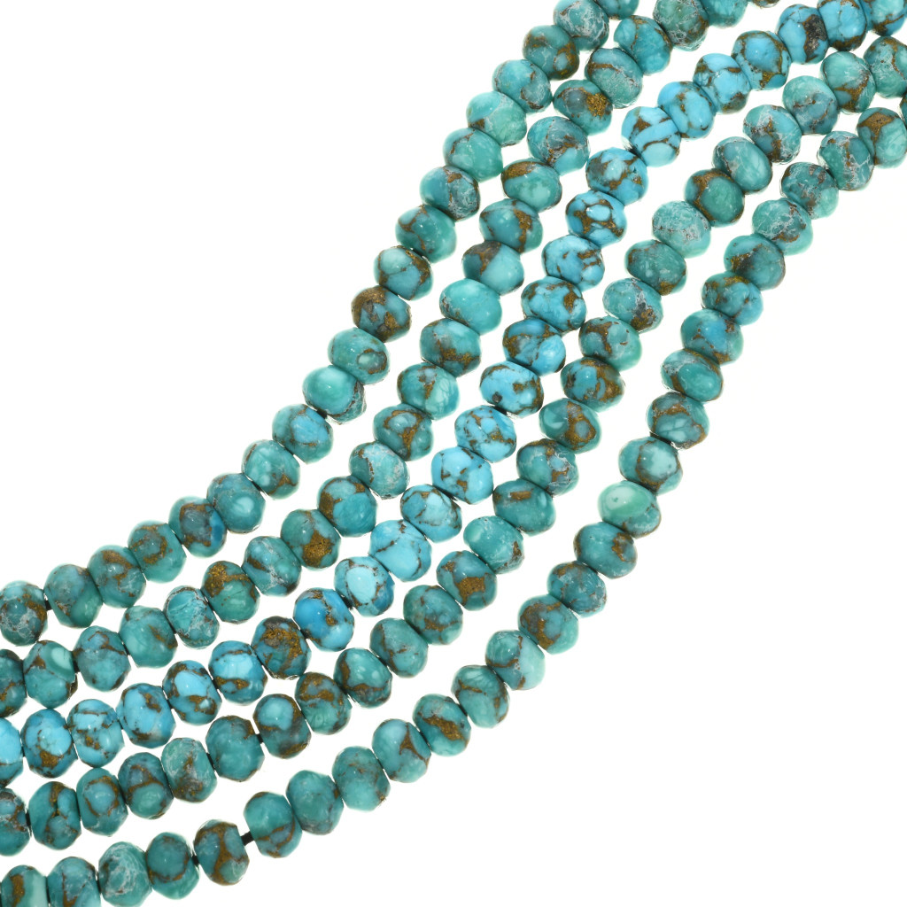 Turquoise Rondelle Beads Golden Pyrite 