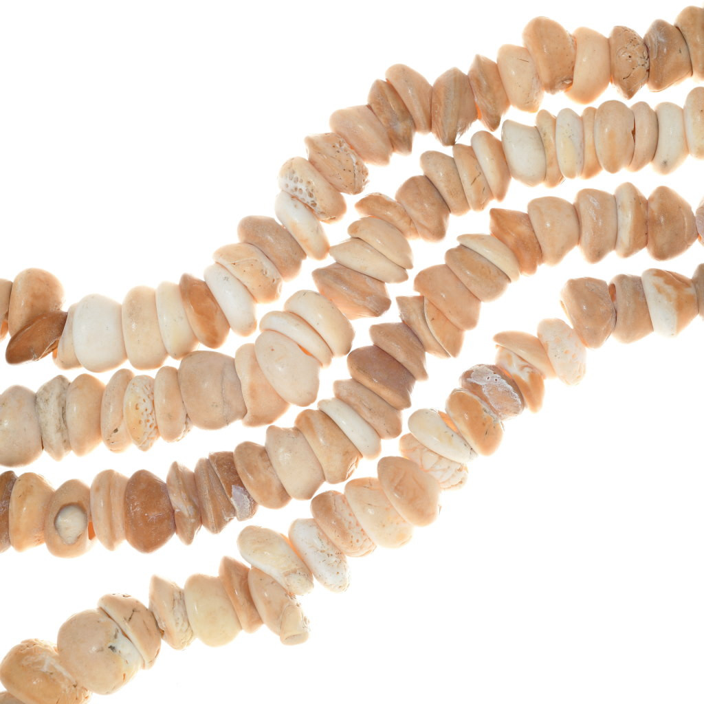 Graduated Natural Shell Beads Tans Creams 30 Inch Strand 3675