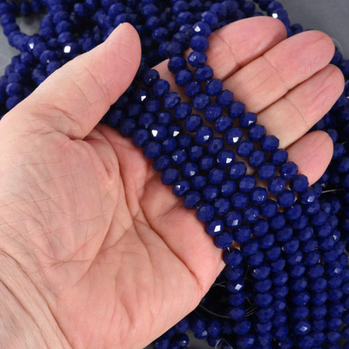 Lapis Lazuli Blue Faceted Glass Rondelle Beads 8mm 15017