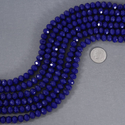 Faceted Lapis Glass Rondelle Beads 15017