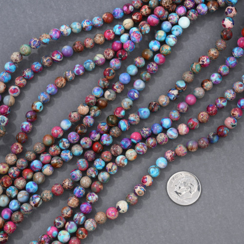 Blue imperial jasper gemstone beads, 4mm, 6mm, 8mm for jewelry making