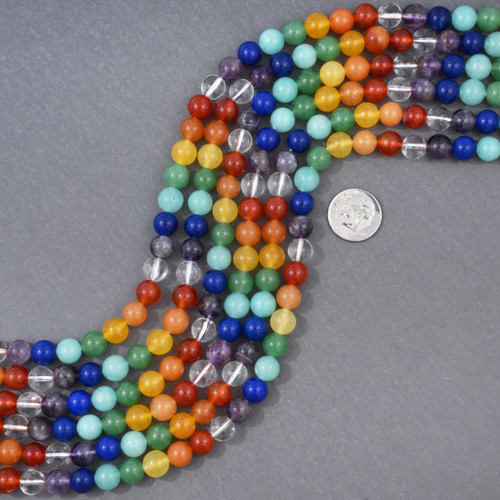 6mm Rainbow Beads Jewelry Supplies 16 inch Strand 4330