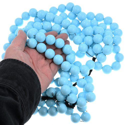 Two Pounds Round India Handmade Berry Blue Color Glass Beads Bulk Lot  (RZX-64) ⭐