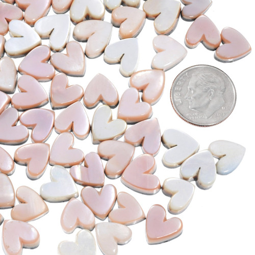 Genuine Pink Shell Heart Cabochons 45136