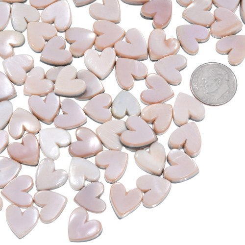 Natural Pink Shell Heart Cabochons Mother of Pearl 12mm 0037