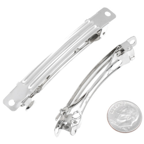 Nickel Plated French Style Locking Hair Barrette 3-1/8" 45206