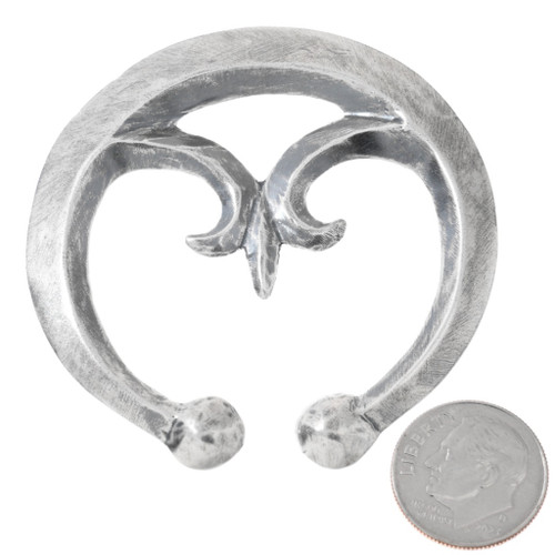 Sterling Silver Squash Blossom Naja Traditional Round Design 2-1/8" Wide 6702