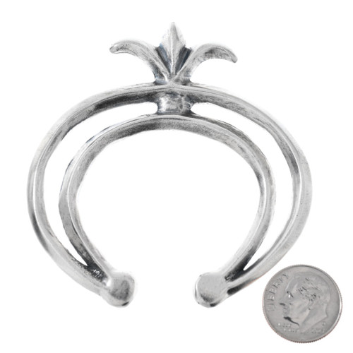 Traditional 2 Band Sterling Silver Squash Blossom Naja 2-1/2" Wide 6708