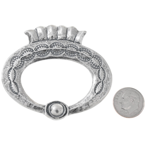 Navajo Squash Blossom Naja Solid Sterling Silver Necklace Centerpiece 2-1/2" Wide 6723