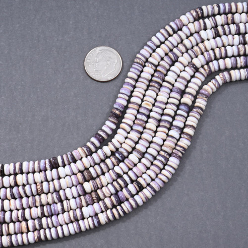 Purple Wampum Shell Banded Rondelle Beads 45281