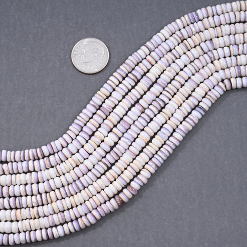 Banded Purple Quahog Natural Shell Rondelle Beads 45282