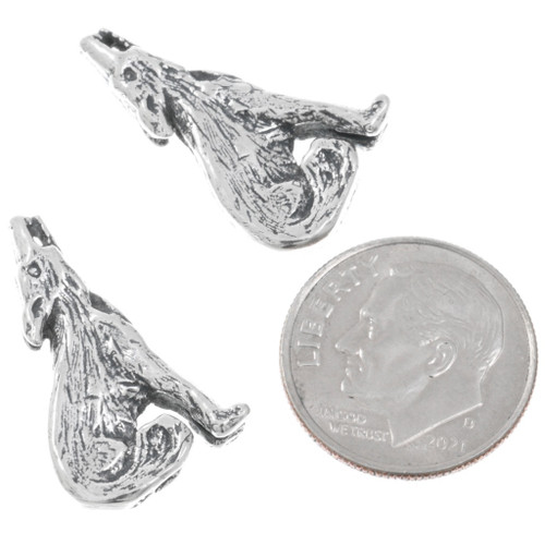 Sterling Silver Howling Wolf Left Right Facing Pair 7/8
