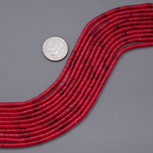 Deep Red Coral Heishi Beads 3mm Wide 45344