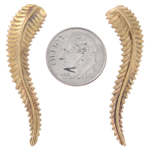 Brass Fern Leaf Set of 2 Left Right Mirrored Pair Jewelry Parts 36412