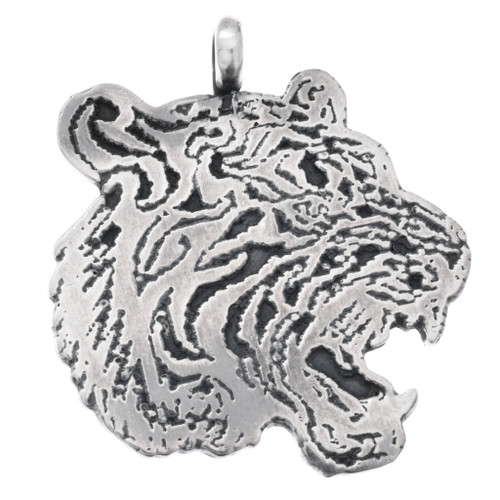 Sterling Silver Tiger Head Pendant 36630