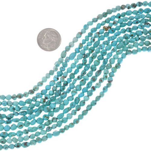 Sonoran Gold Natural Turquoise Beads Untreated Sky Blue Rounded Nuggets 3-5mm Wide 5133
