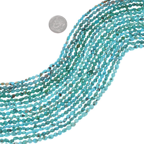 3mm 4mm Natural Turquoise Beads Priced Per 18 inch Strand 45814