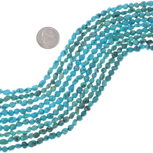 High Grade Blue Natural Turquoise Beads Sonoran Gold Nuggets 4-5mm wide 5231
