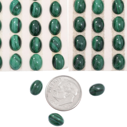 Natural Malachite Cabochons 6x8mm Oval 45899