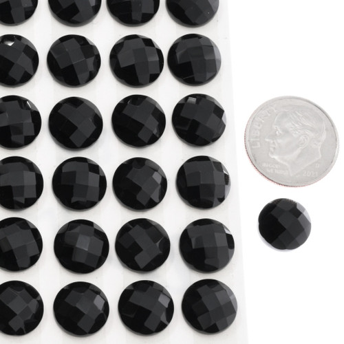 Round Faceted Black Agate Cabochons 45912