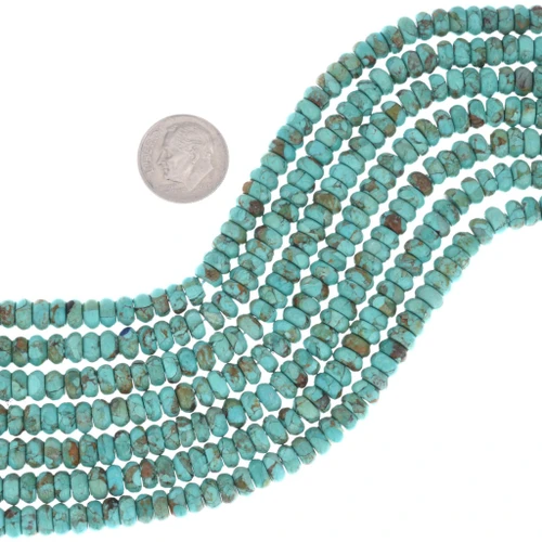 Blue Green Turquoise Rondelle Beads 45961